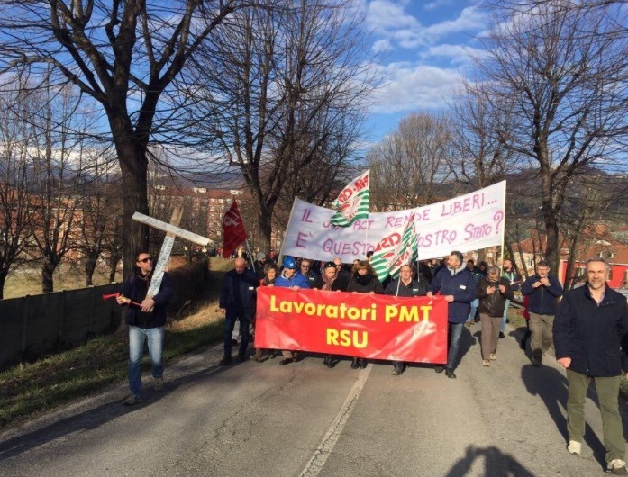 Manifestazione dei lavoratori della Pmt