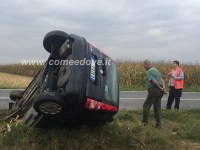 La Panda si è ribaltata in un canale irriguo